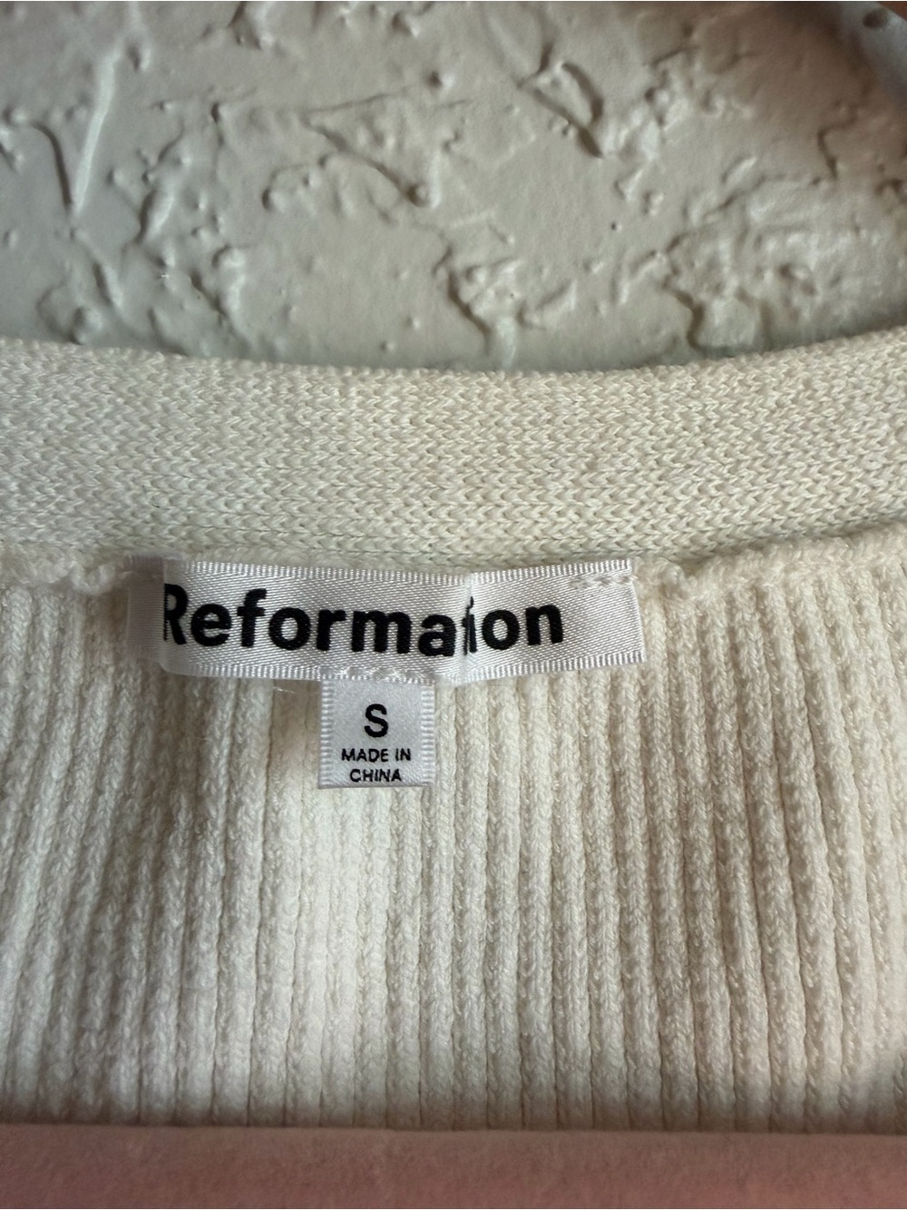Reformation Cream Ribbed Hook-Front Crop Tank - Picture 5 of 6